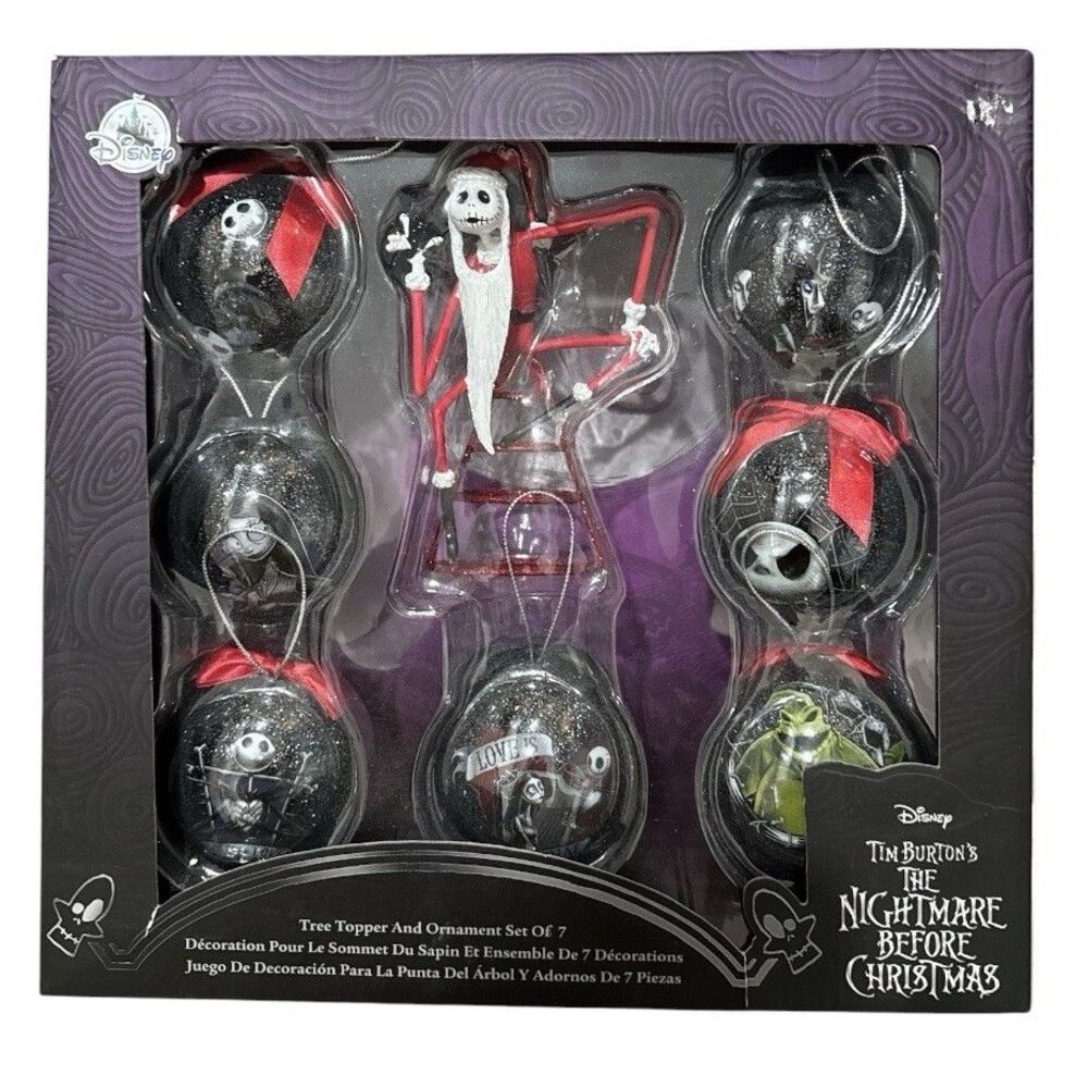 Disney Tim Burtons The Nightmare Before Christmas Tree Topper Ornament Set of 7